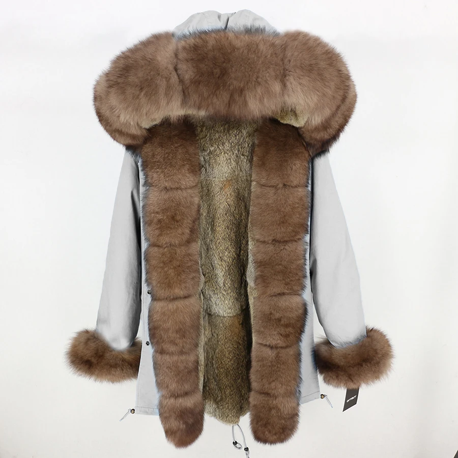 OFTBUY, зимняя женская куртка, длинная парка, Воротник из натурального Лисьего меха, капюшон, подкладка из натурального кроличьего меха, Толстая теплая парка, уличная Роскошная