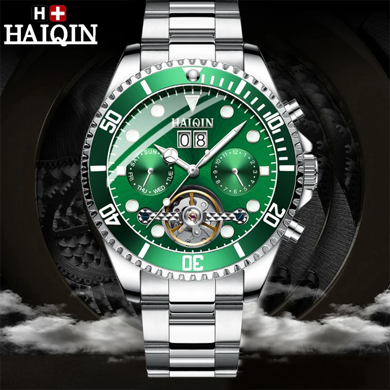Часы наручные HAIQIN Мужские механические брендовые Роскошные водонепроницаемые