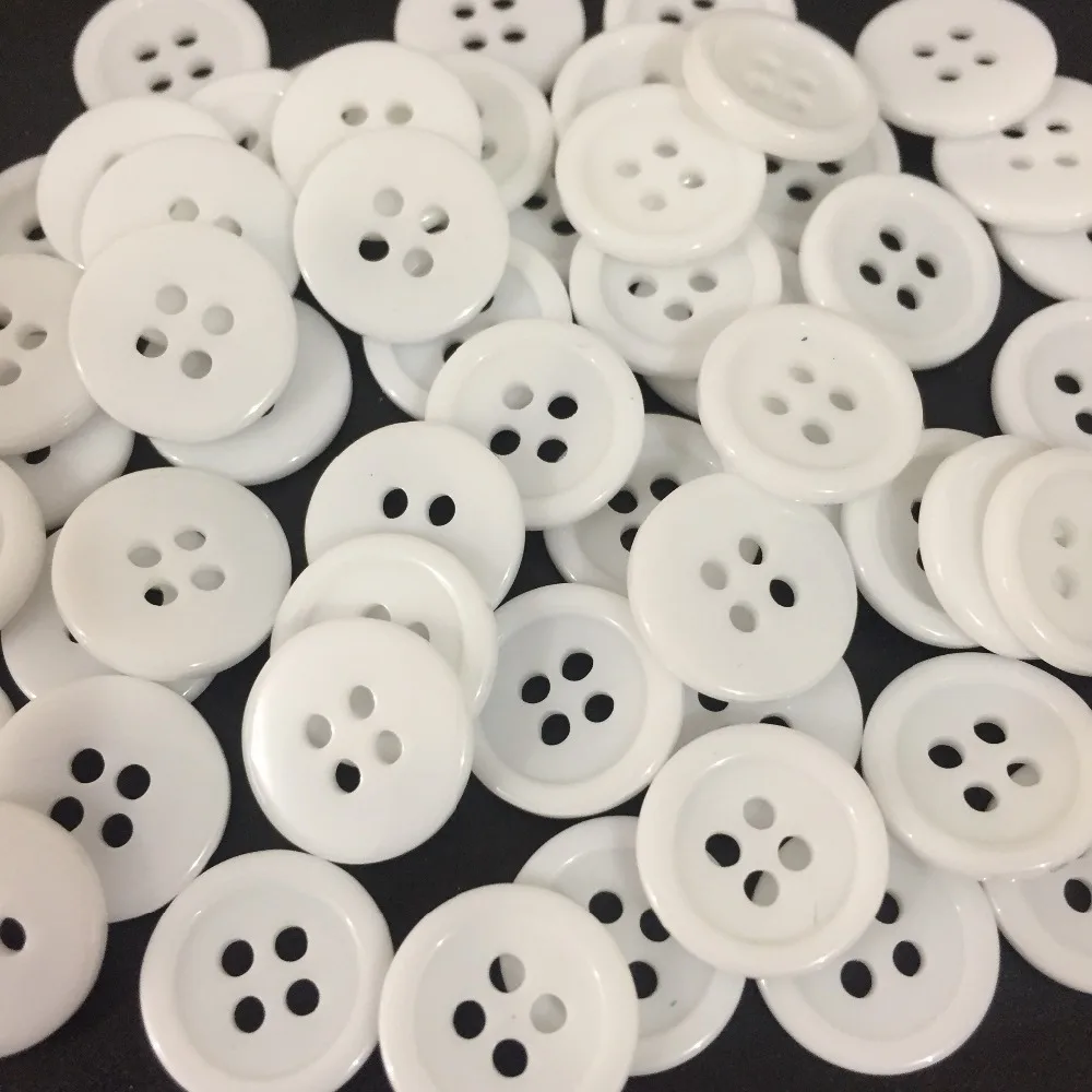 100pcs 12.5mm White Round Resin 4 Holes Buttons Sewing Accessories Dress Shirt Button For Scrapbooking Embellishments | Дом и сад