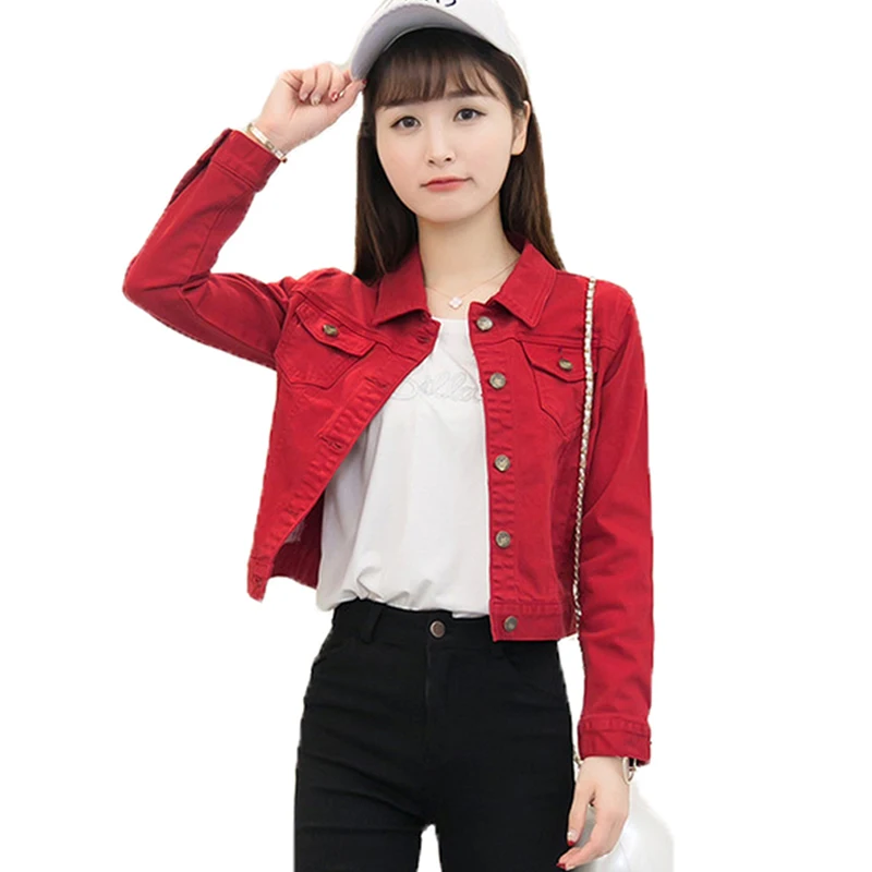 Женская джинсовая куртка белая/красная|jeans jaqueta|denim jacket womenfashion women |