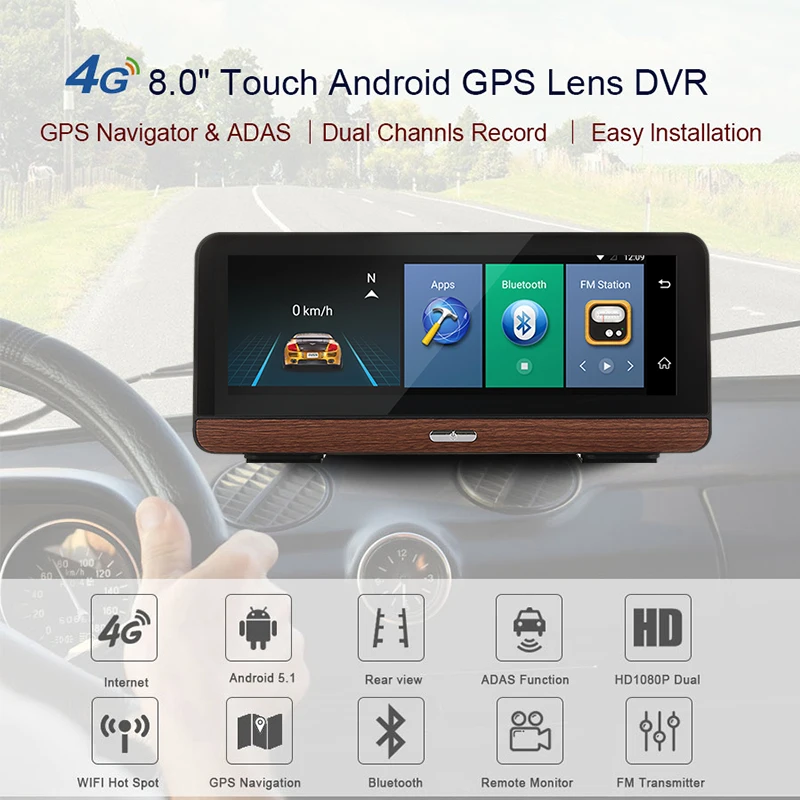 Camlive E03 Автомобильное Зеркало регистратор 8 &quot4G ADAS двойная камера HD1080P gps Bluetooth