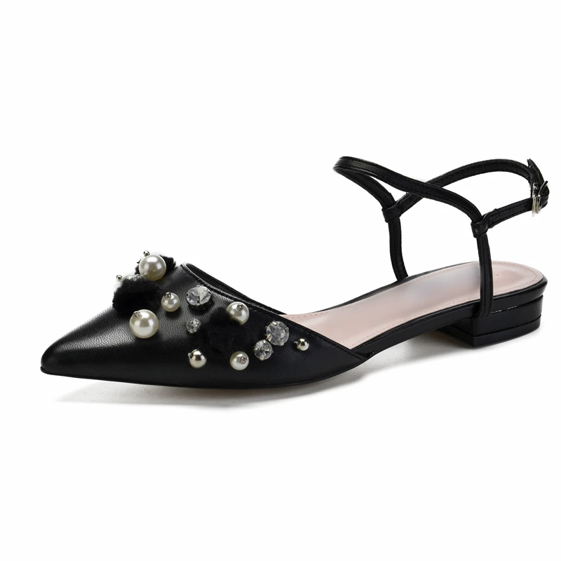 KATELVADI/модельные сандалии на низком каблуке Летние черные женские из