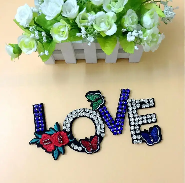 Любовь кристалл блестки патч украшенный бисером искусственная кожа модные сумки
