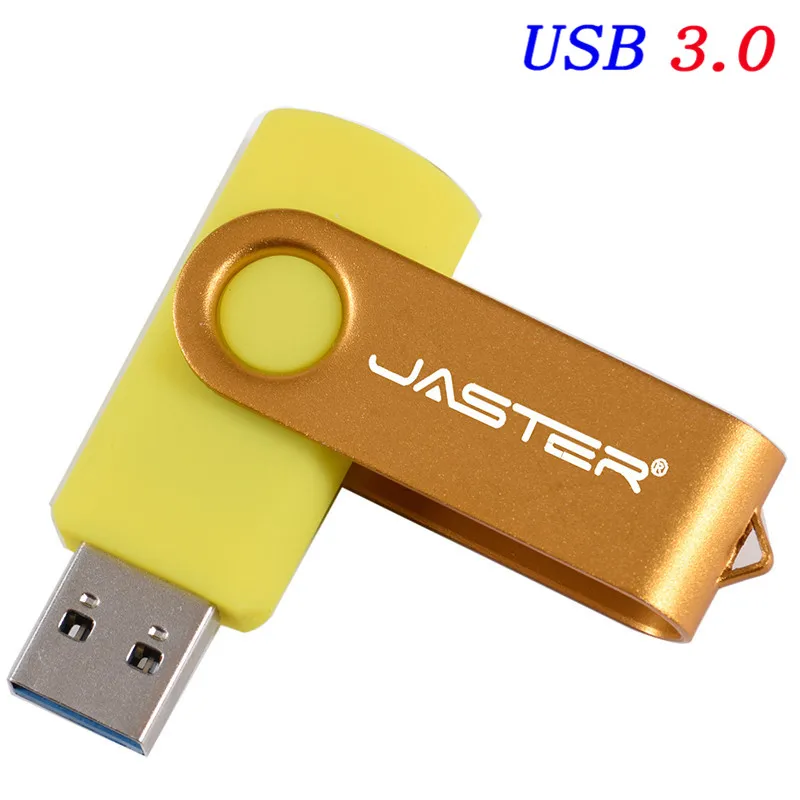 Yellow JASTER USB 3,0 пластик 11 цветов вращающийся usb флеш-накопитель pengdrive 4 ГБ 8 ГБ 16 ГБ 32 ГБ 64 ГБ 128 ГБ U диск флешка в подарок - Цвет: Yellow