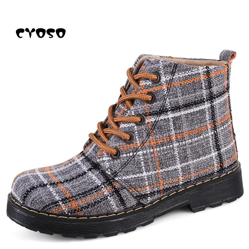 Женские ботинки на шнуровке CYOSO повседневные из хлопка Размеры 35 40|boots ladies|martin