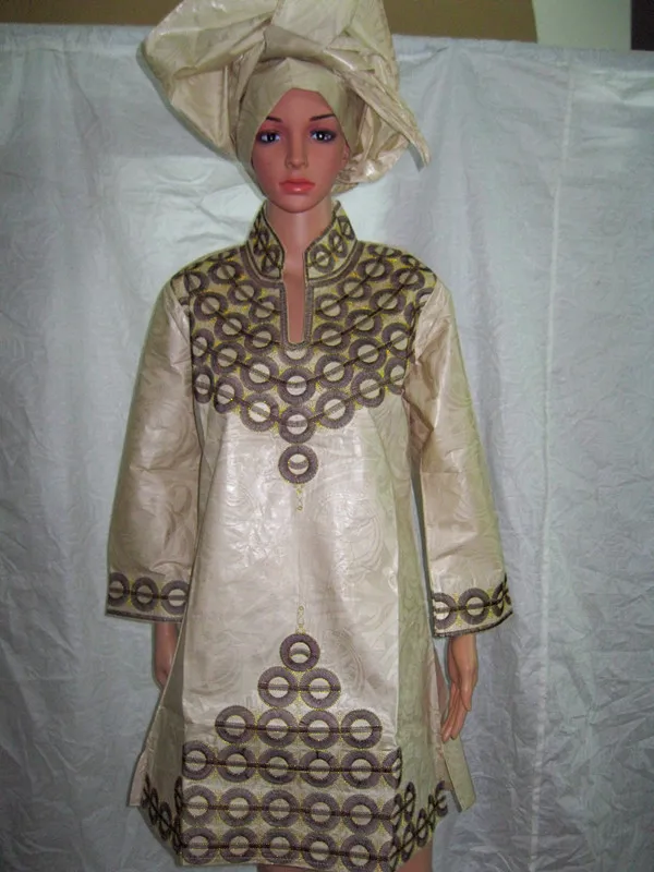 2015 new fashion african design bazin riche material embroidery dress with pants | Тематическая одежда и униформа
