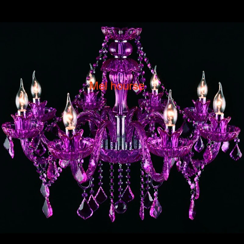 Свечи хрустальные люстры магазин одежды кафе фиолетовый кристалл свет Запад