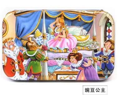 princess Premium Size 22.5* 13cm Wooden Large 60 Piece Iron Box Cartoon Animal Baby Puzzle Child Wooden Educational Toy Girl Boy - Цвет: princess