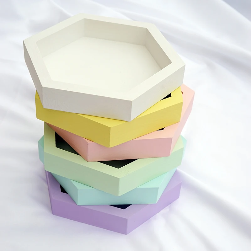 

Geometric wooden desktop tray kitchen/candy/snack/fruit/ storage tray serving trays Cosmetic storage for home decoration MTP02
