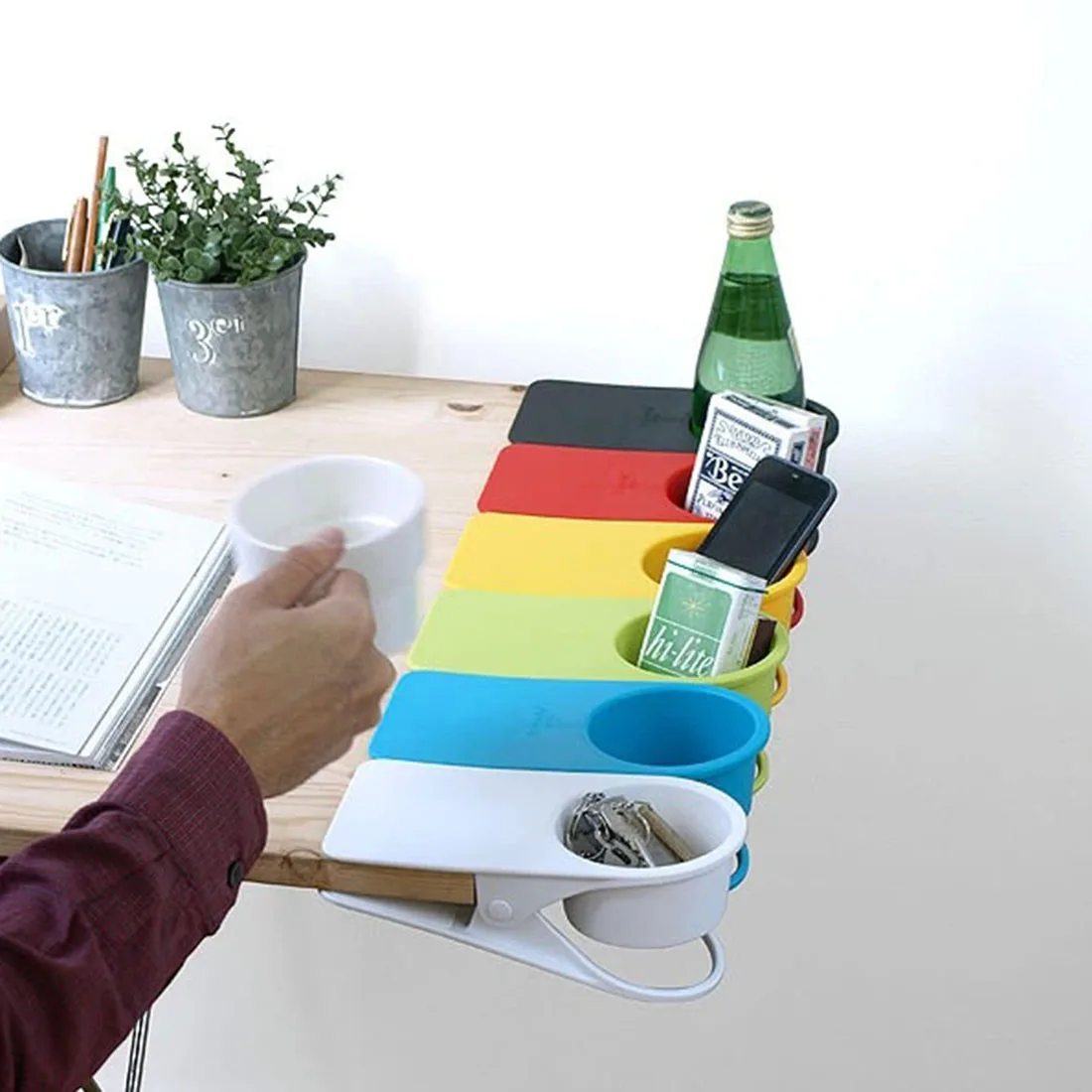 

TSSAAG Thicken Table Desk Cup Holder Clip Drink Clip Coffee Holder Storage Clip