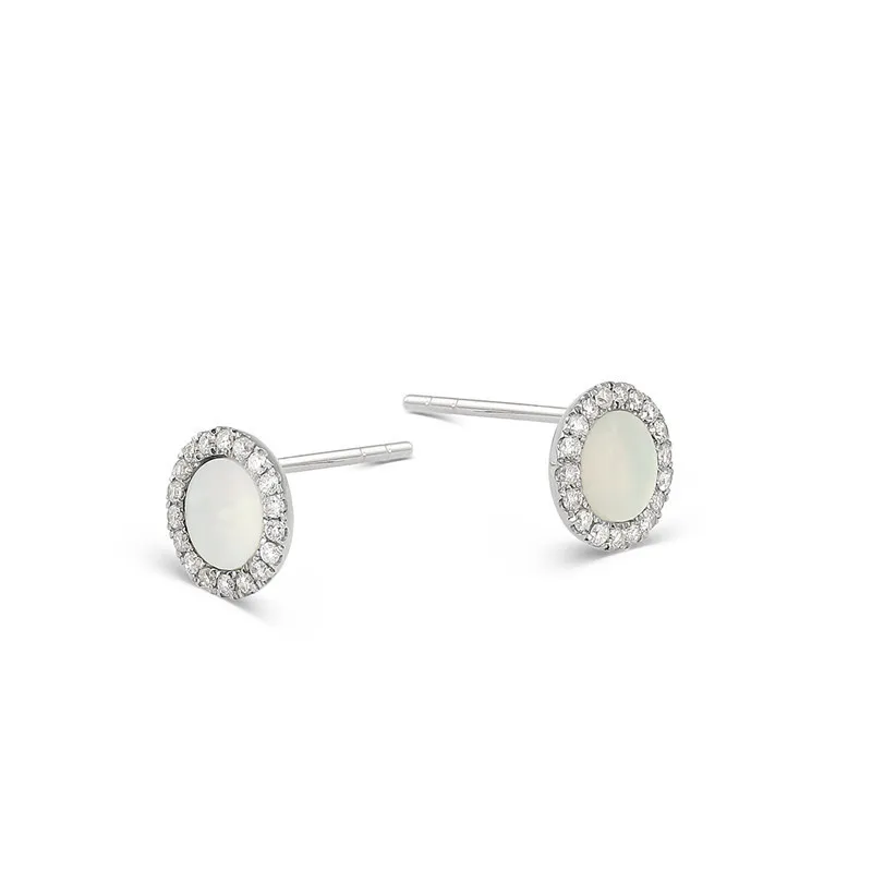 AINUOSHI Pure 18 K Белый Золотой женский чехол для телефона, украшенный камнями Натуральный Белый Оникс Круглые серьги, ожерелья комплекты ювелирных браслетов
