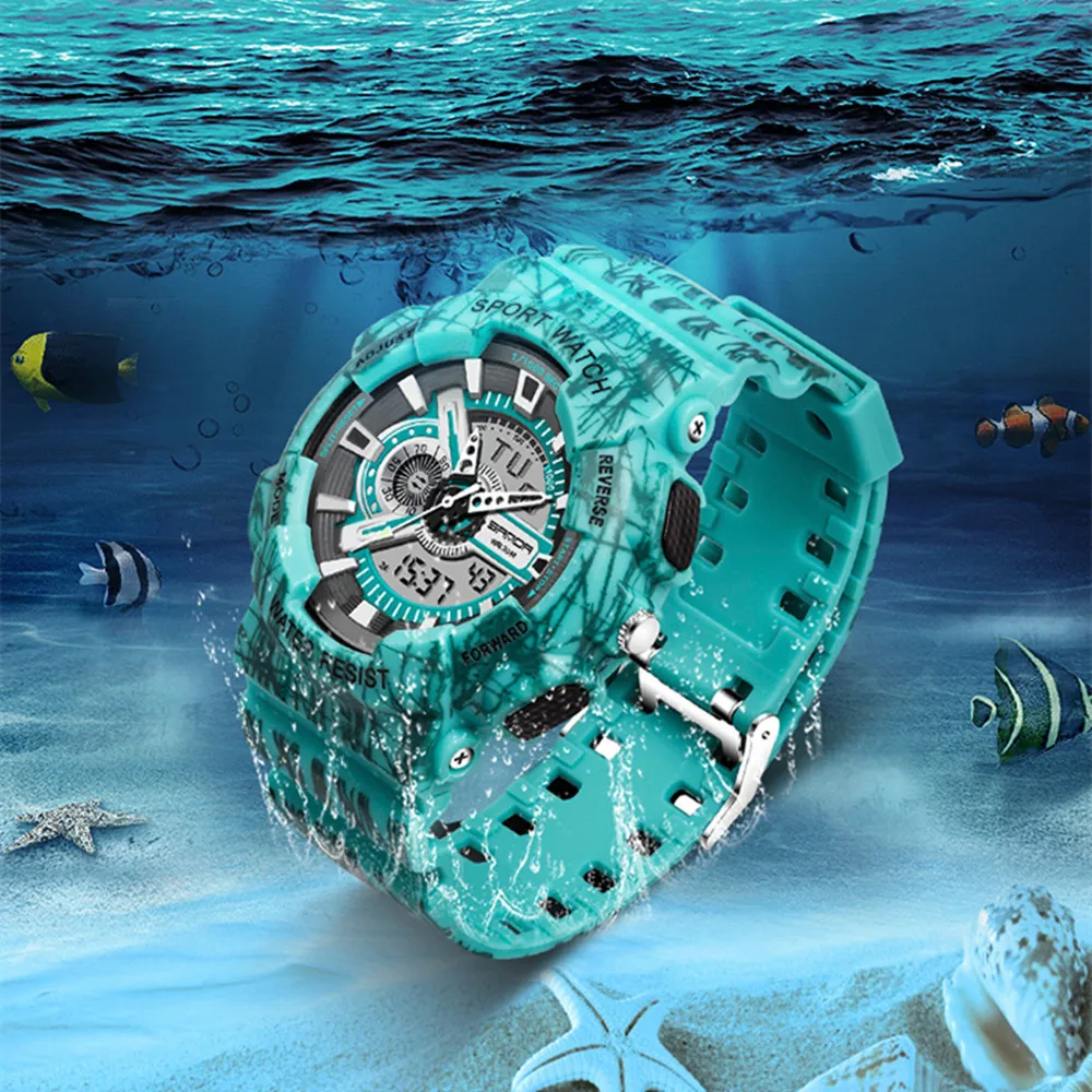 SANDA Mode Kleurrijke Mannen Vrouwen Sport Outdoor Digitale Analoge Alarm 30 Waterdicht Militaire SD 799 horloges|Мужские