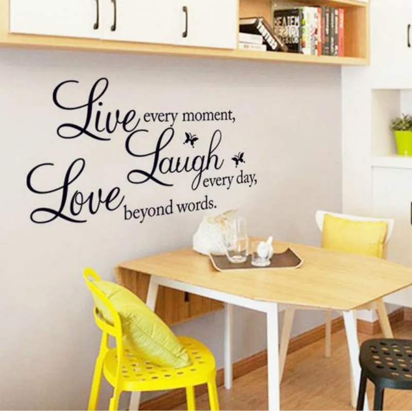 Слова цитаты наклейка живая каждый момент смеяться день Любовь за пределами