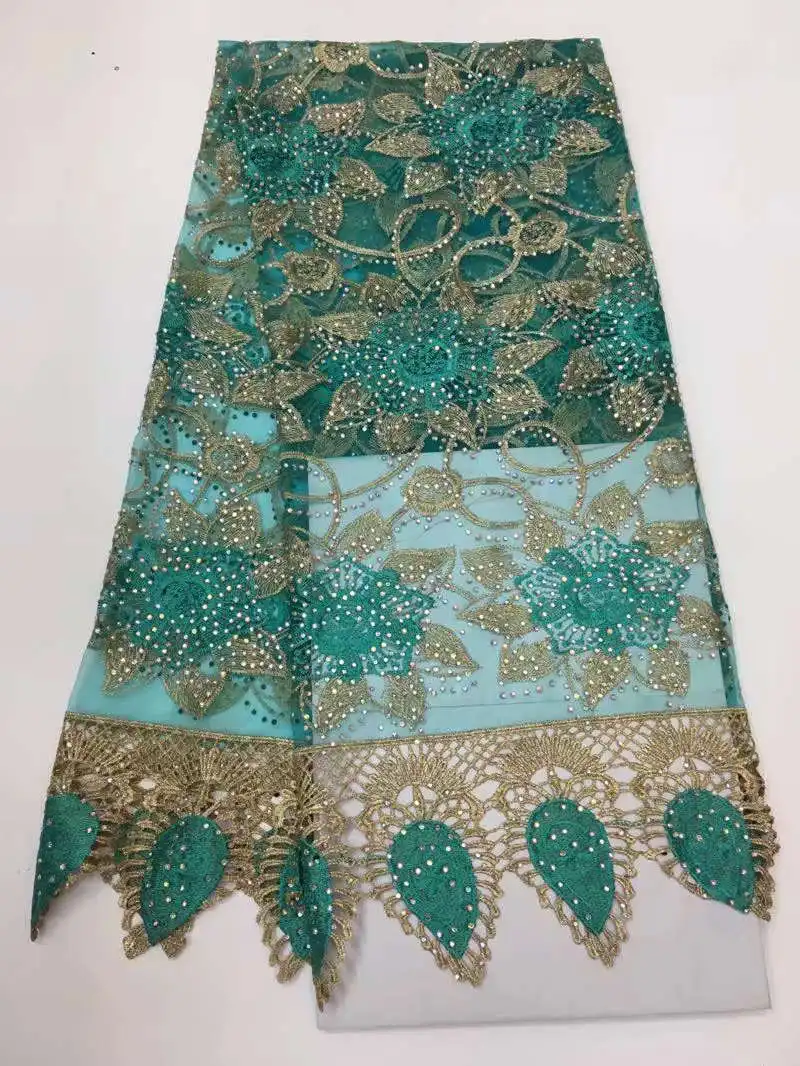 Французский кружевной ткани золотым бисером сетки кружева вышивки и блестящими