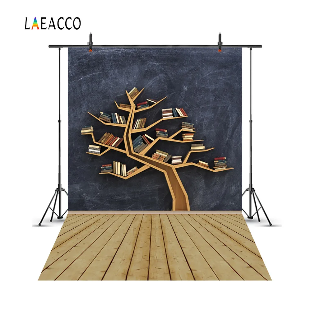 Laeacco фотография фоны в форме дерева книжная полка доска деревянный пол