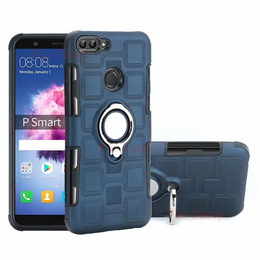Чехол для huawei P Smart FIG LX1 LA1, противоударный силиконовый чехол-подставка с кольцом, высококачественный модный тонкий чехол-накладка для huawei Enjoy 7S