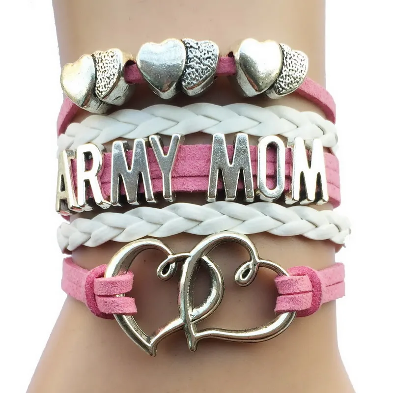 Браслет Infinity Love Army жене/Армейская мама кожаный многослойный браслет ручной