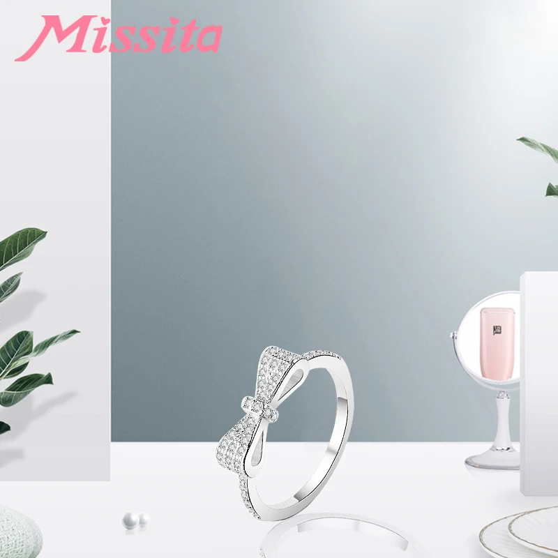 MISSITA 100% новинка модные кольца с милым бантом и кристаллами для женщин девушек