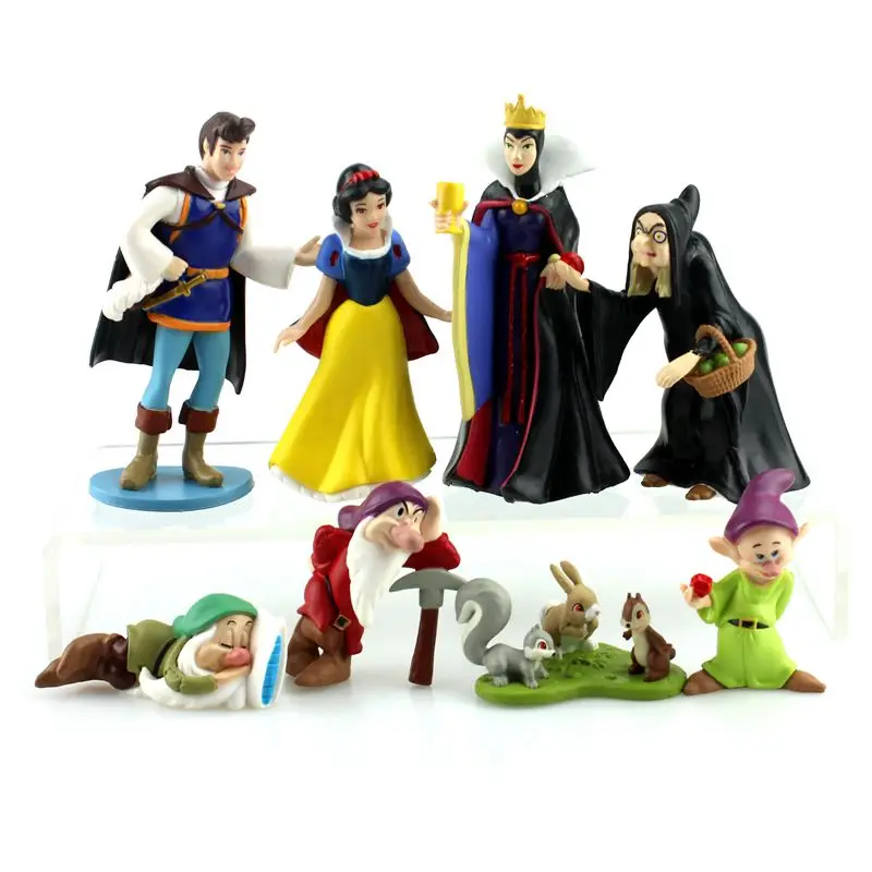 Disney Klasik oyuncaklar 8 adet/takım 5-10 cm Pvc Prenses Kar Beyaz Ve Yedi Cüceler Kraliçe Prens şekilli kalıp oyuncak Bebek Çocuk Hediyeler