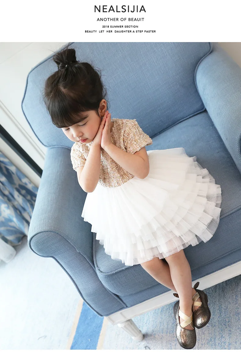 Boutique toddler girls lace dress children evening luxury baby 12M-6years tweed fabric gauze kids cake dresses | Детская одежда и