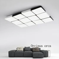 nordic modern black and white block ceiling lamp living room bedroom creative super thin rectangular led ceiling lamp