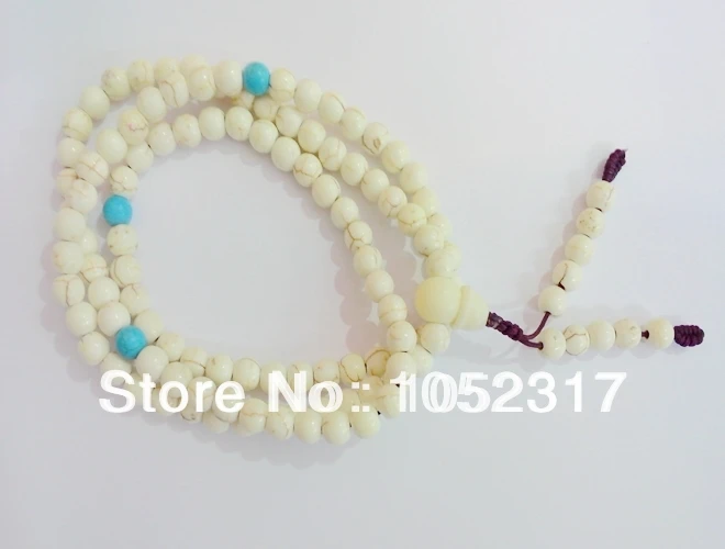 108 бусины из белого камня howlite буддистской молитвенной нитки регулируемый