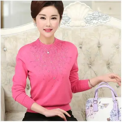 Winter Women Long Sleeve Casual Cashmere Sweaters middle age wool Pullovers Female Solid Pull Femme Knitted wear Sweater WQ931 | Женская