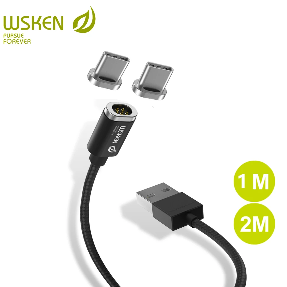 WSKEN Mini 2 USB Тип C Магнитный кабель для Samsung S9 S8 Note 8 Hawwei Type мобильного телефона