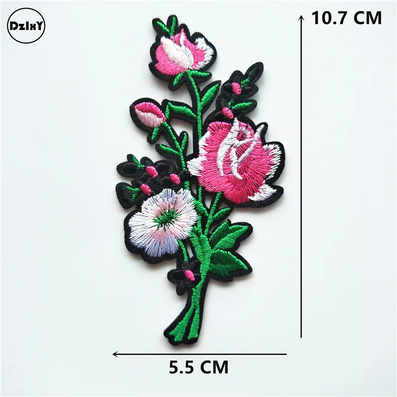 1 PCS F 2 1 шт. цветы розы вышитые патчи железа на патчи для одежды DIY мотив полосатая одежда наклейки пользовательские значки@ F - Цвет: 1 PCS F 2