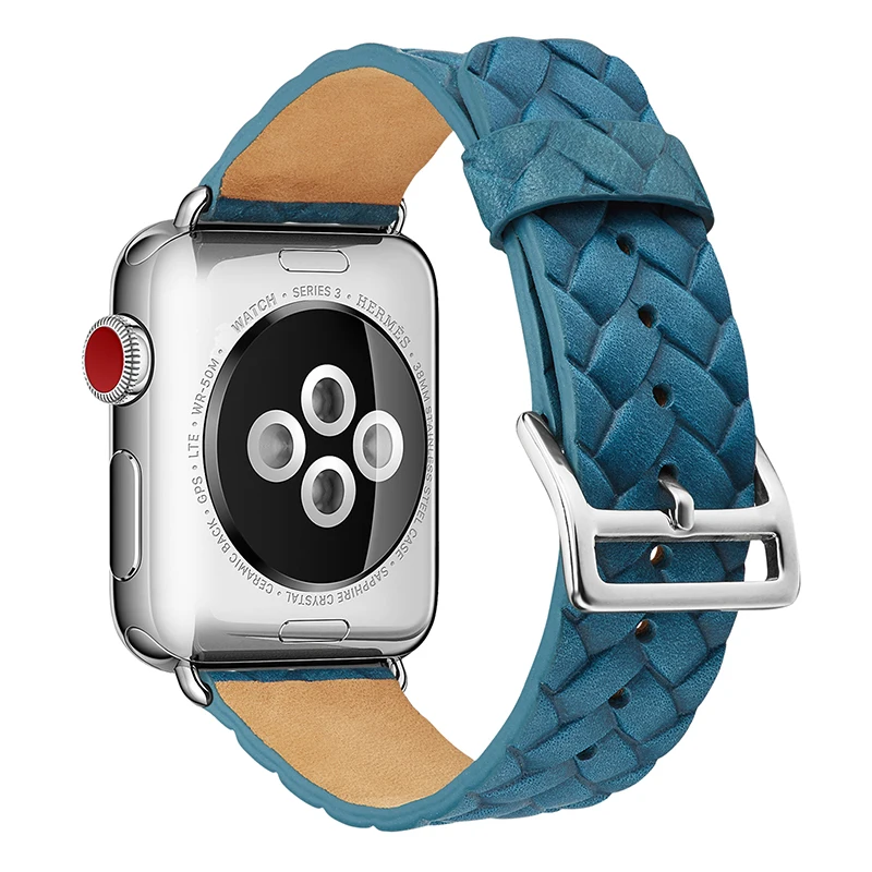 for Apple Watch Band 38mm Woven Texture Leather Iwatch Strap Stainless Metal Clasp Series 3 2 1 Sports Edition | Наручные часы