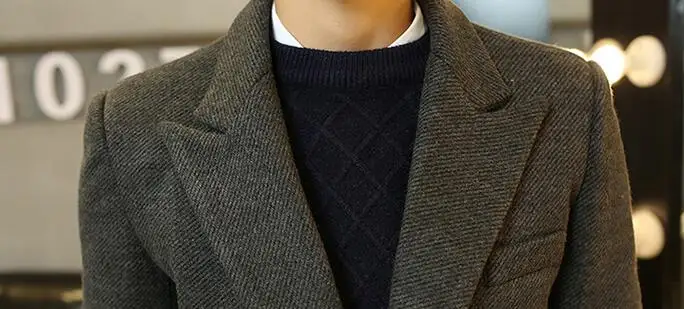 Мужское зимнее шерстяное пальто с лацканами высокой моральностью|mens wool winter coats|men