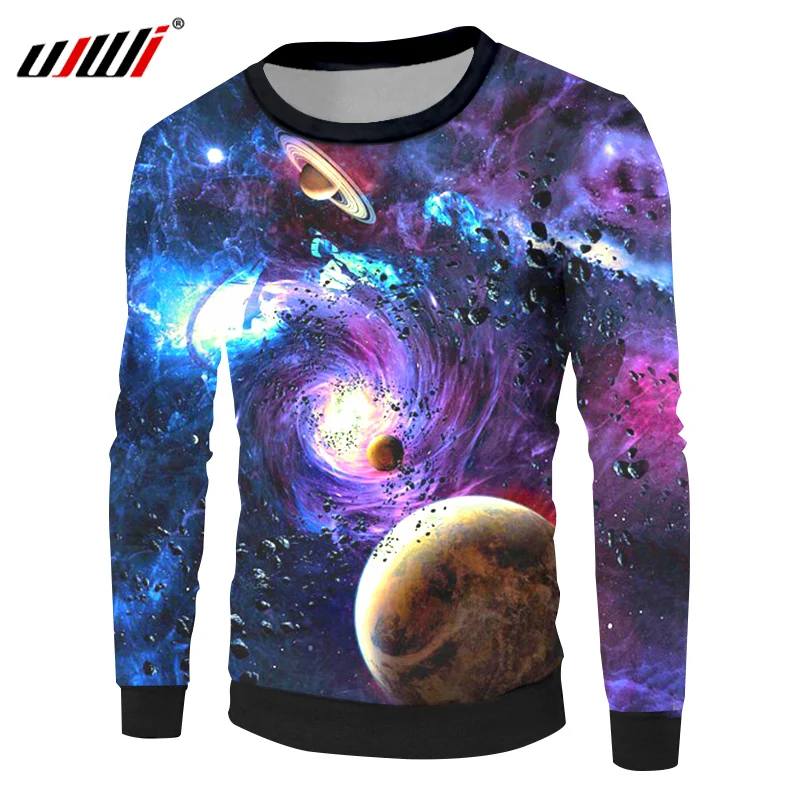 

UJWI Casual Sweatshirts Print Galaxy Space Hoodies Universe Pullovers Jerseys Man Bodybuilding Fitness Shirts Long Sleeve Sweats