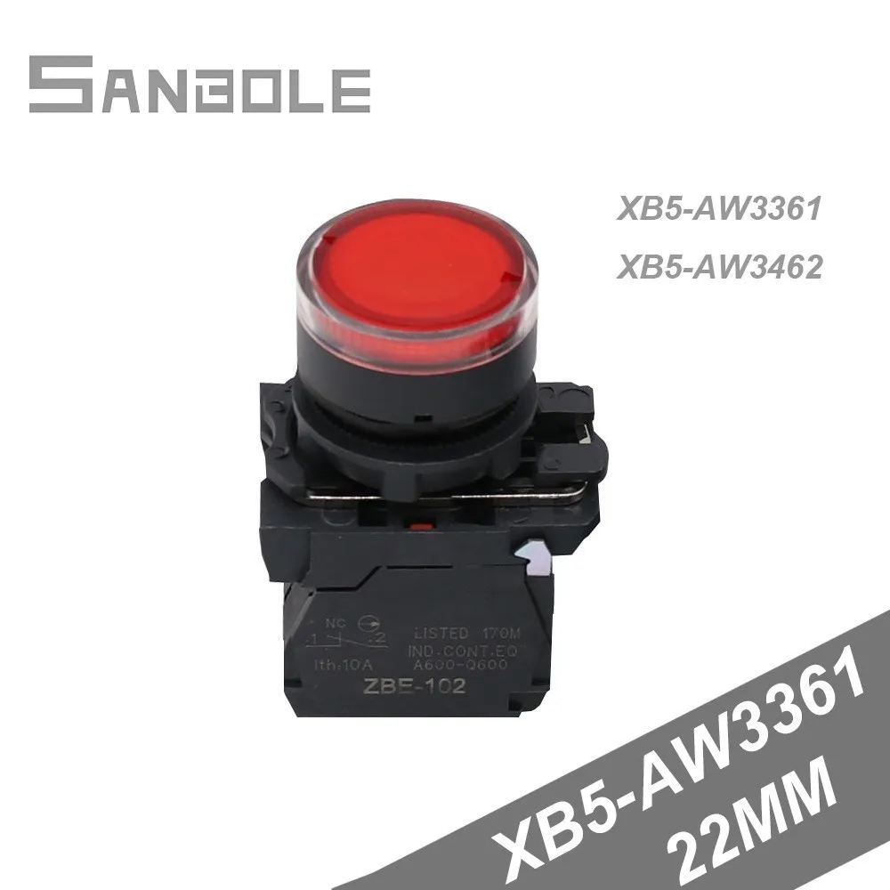 

Equipment Power Supply Start Switch XB5-AW3361 with lamp XB5-AW3462 Flat Knob Bring Lamp Opening 22mm reset button