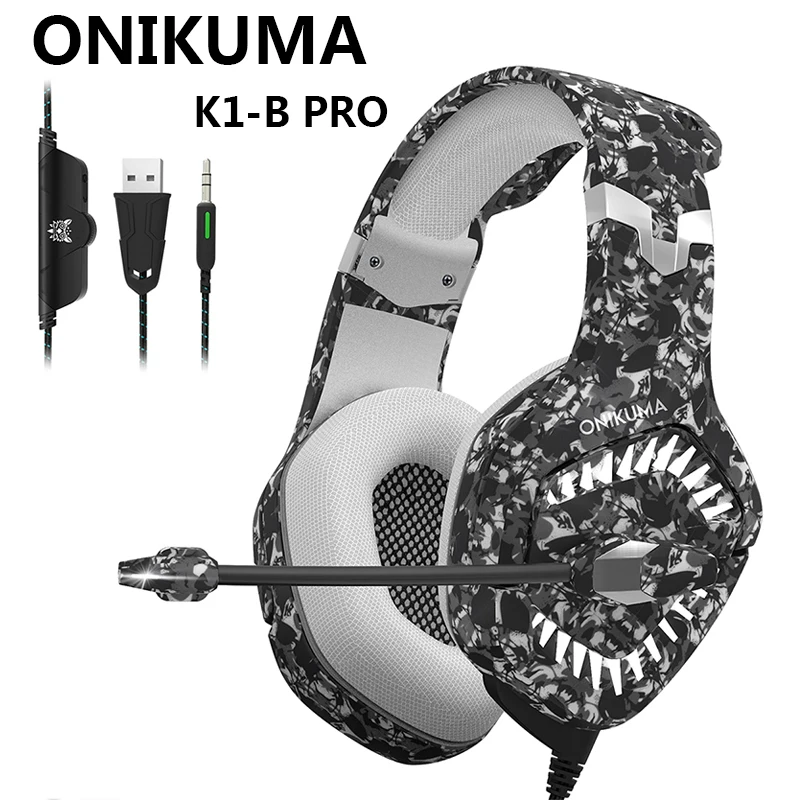 ONIKUMA K1 Pro камуфляжная игровая Гарнитура 3D стерео объемные наушники шлем с
