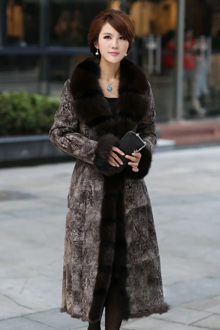 Женское длинное пальто с большим воротником из лисьего меха|coat trees for sale|coat fur collarfur
