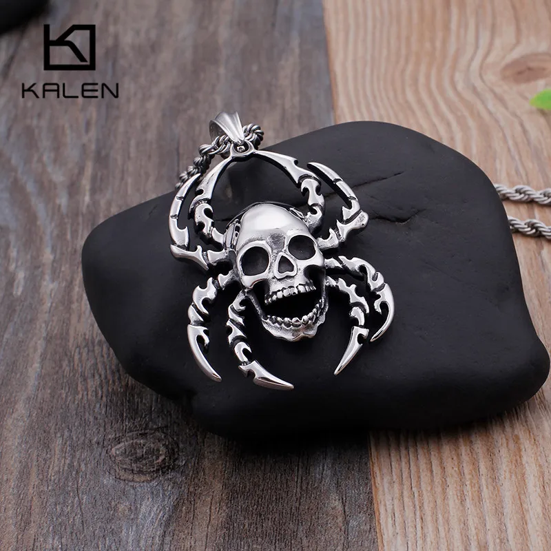 Мужское ожерелье с подвеской в виде черепа KALEN Neo Gothic из нержавеющей стали панк