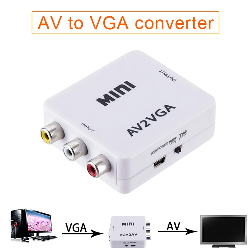 

Мини HD AV2VGA видео конвертер AV в VGA видео HD ТВ конвертер