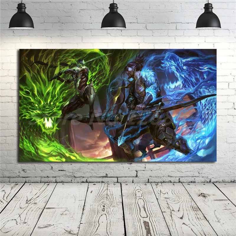 Художественные обои Genji VS Hanzo Dragon Картина на холсте печать для гостиной домашний
