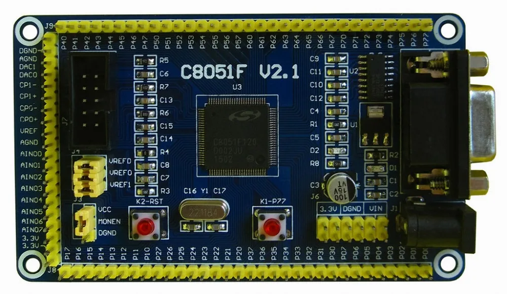 

free shipping C8051F120 board / core / / minimum system 12 bit AD/DA microcontroller