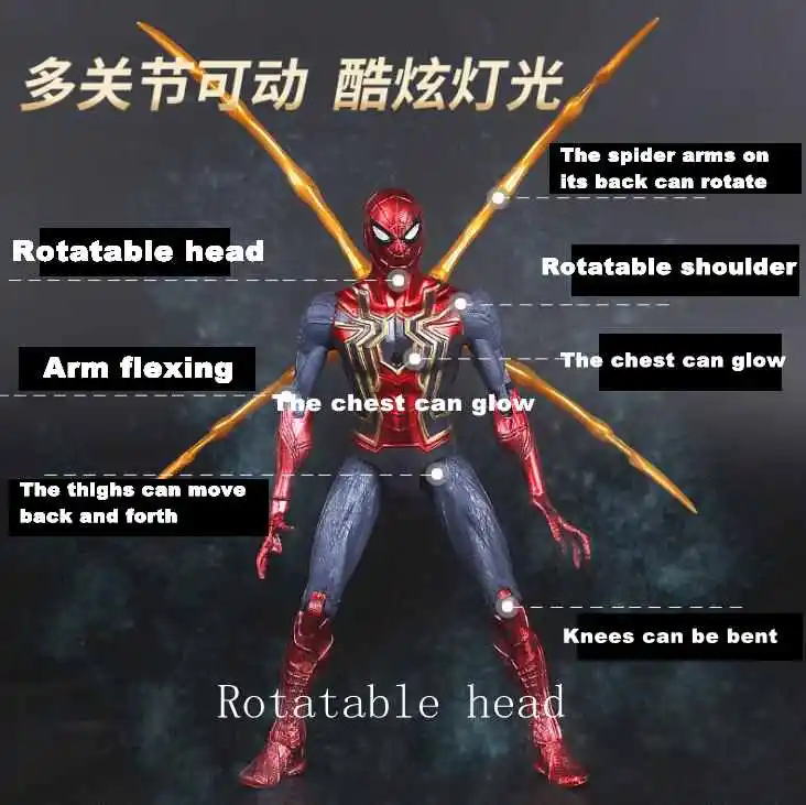 Экшн Фильм Мстители 4: Endgame Led капитан Человек паук Ironman Тор танос ПВХ электронная