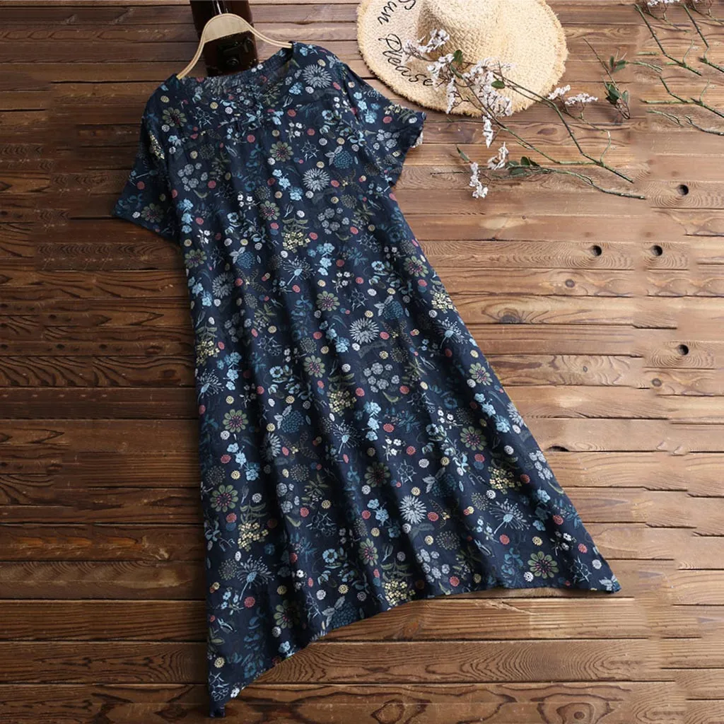 Женское платье с цветочным принтом Boho повседневное пляжное для вечеринки лето