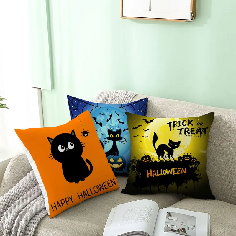 YWZN Halloween Printing Cushion Cover Pumpkin Cat Throw Pillow Case Decorative Pillowcase | Дом и сад