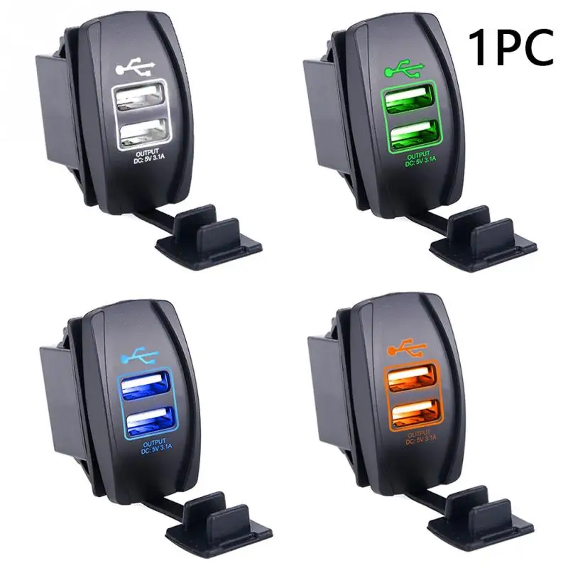 Автомобильный двойной USB розетка DC 12V 24V светодиодный гнездо индикатора Авто адаптер