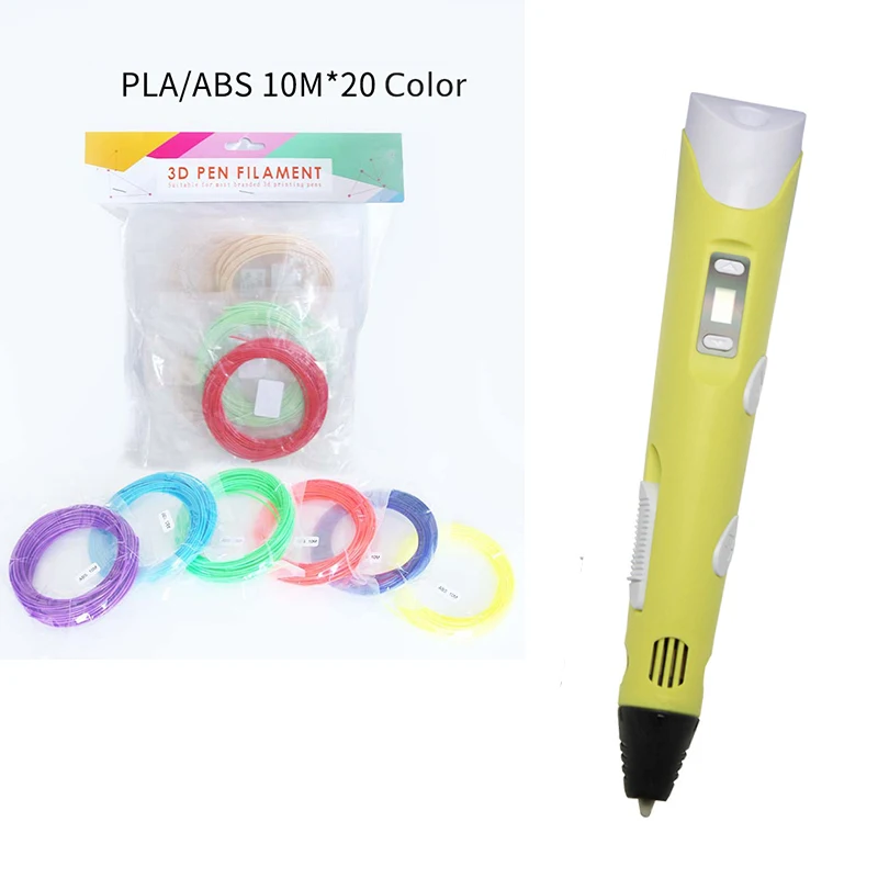 Yellow 20 Color 3D Ручка обучающий креативный набор игрушки для детей пластиковый для чертежей креативность искусство и ремесло набор Живопись развивающий подарок для детей - Цвет: Yellow 20 Color