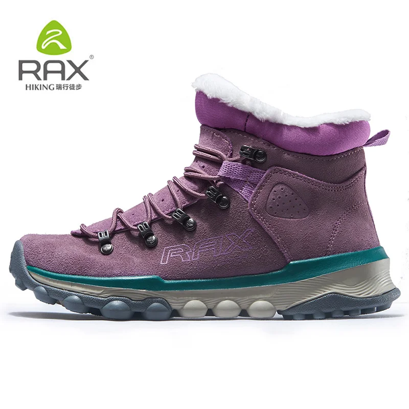 purple women RAX походные ботинки мужские зимние теплые уличные профессиональные спортивные зимние ботинки для женщин противоскользящие легкие походные ботинки с плюшевой подкладкой - Цвет: purple women