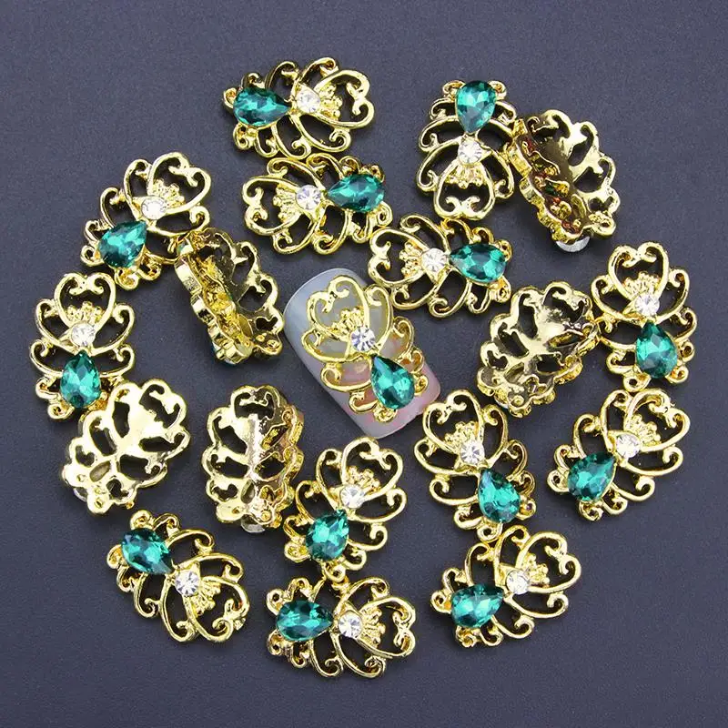 Blueness Green украшения для ногтей горный хрусталь DIY инструменты Золотые открытые