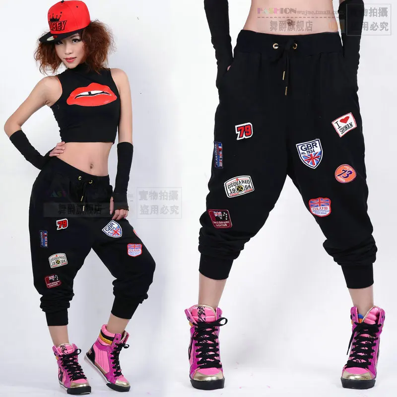 Unique Design Women Loose Harem Pants Fashion Hiphop Dancer DJ Costumes | Женская одежда