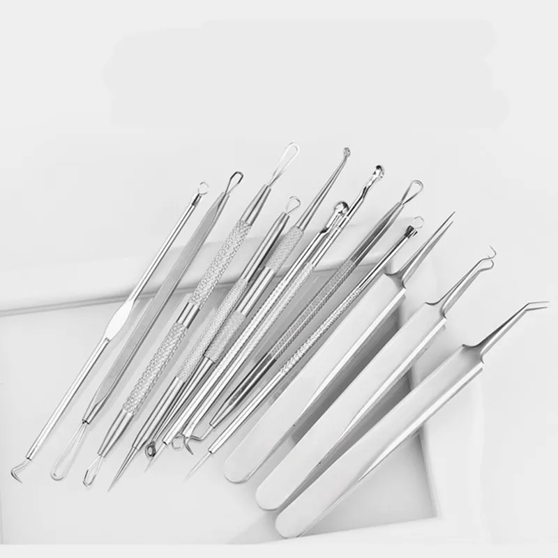 12 шт. Нержавеющая сталь угорь Иглы Tool Kit угорь комедона Прыщ Инструмент для удаления прыщей Уход за лицом набор инструментов