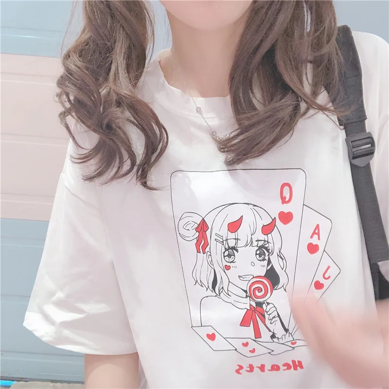 Neploe женская футболка с коротким рукавом Harajuku Janpanese Футболка с принтом для девочек Топ Повседневная Уличная одежда женские футболки 52535