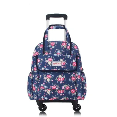 Women Travel Trolley Bags travel Backpack with wheel Rolling luggage trolley backpack waterproof Oxford Rolling Baggage Suitcase - Цвет: not Uninstall